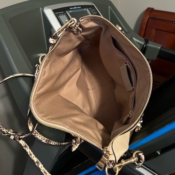 Coach Beige Logo Leather Tote with Printed Strap - Picture 3 of 5